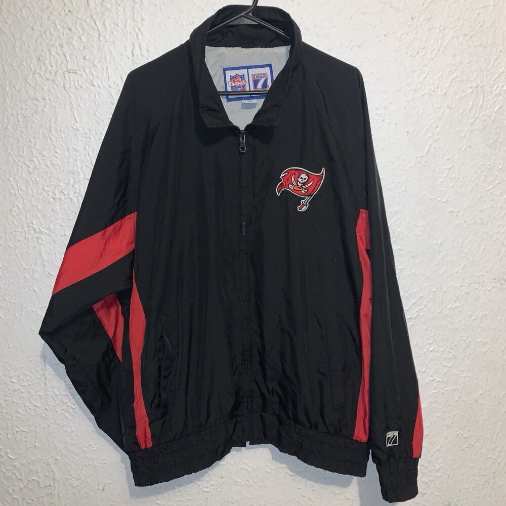 Vintage 90s Tampa Bay Buccaneers NFL Game Day Logo 7 Windbreaker Jacket L